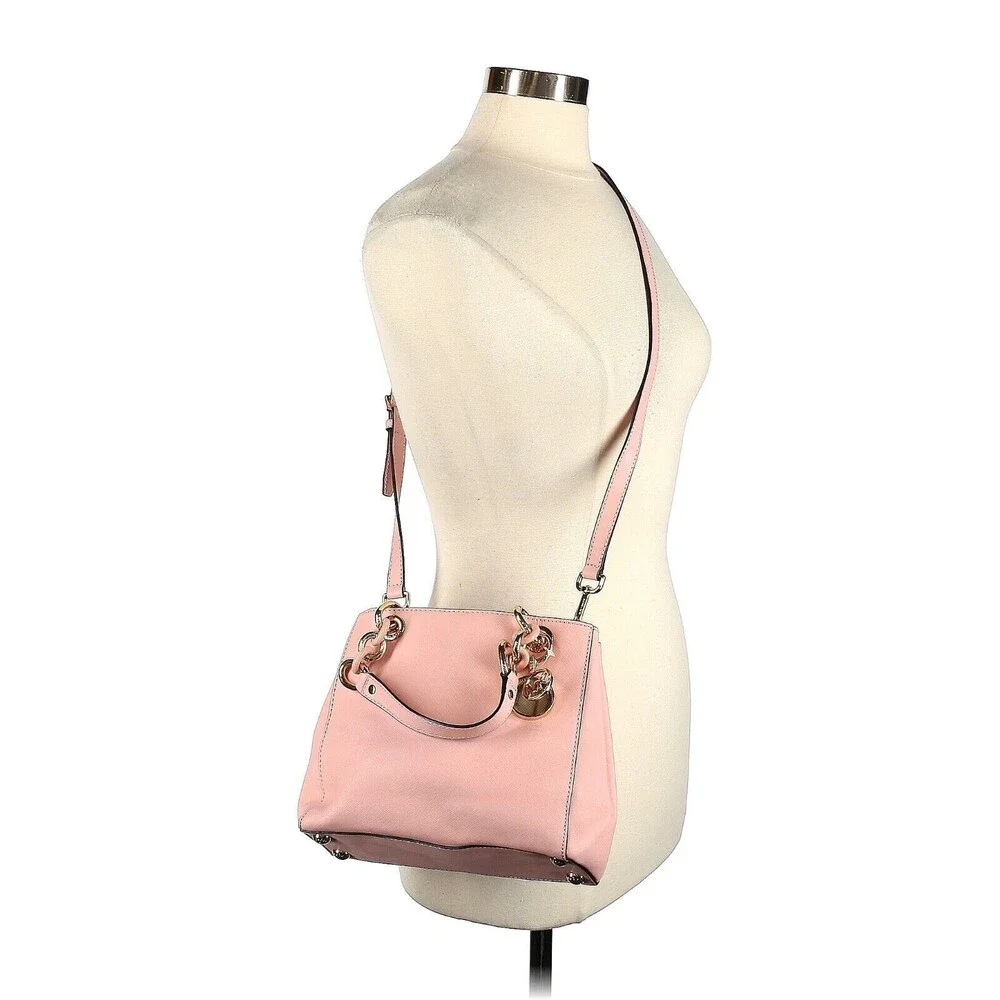 MICHAEL KORS Cynthia Pastel Pink Leather Small Satchel Crossbody Bag
